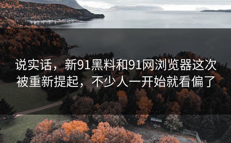 说实话，新91黑料和91网浏览器这次被重新提起，不少人一开始就看偏了