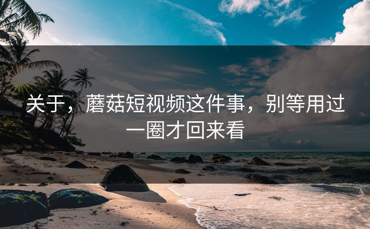 关于，蘑菇短视频这件事，别等用过一圈才回来看