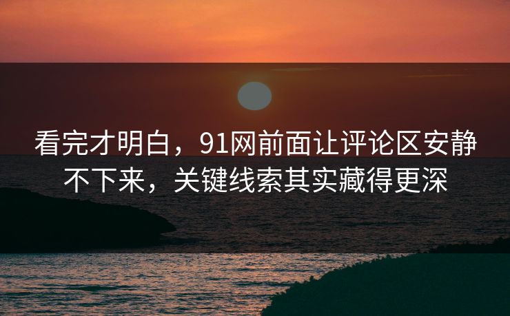 看完才明白，91网前面让评论区安静不下来，关键线索其实藏得更深