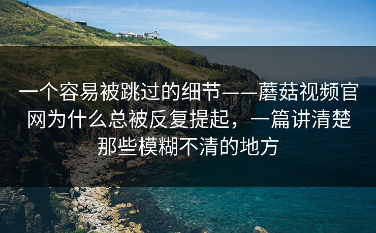一个容易被跳过的细节——蘑菇视频官网为什么总被反复提起，一篇讲清楚那些模糊不清的地方