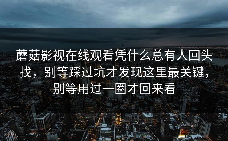蘑菇影视在线观看凭什么总有人回头找，别等踩过坑才发现这里最关键，别等用过一圈才回来看