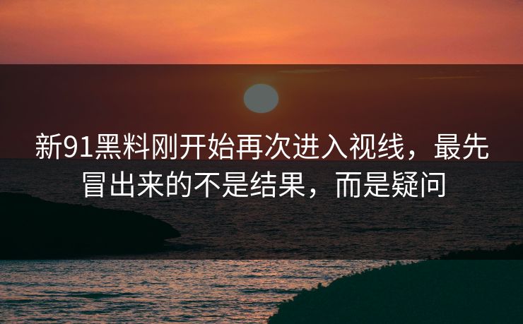 新91黑料刚开始再次进入视线，最先冒出来的不是结果，而是疑问