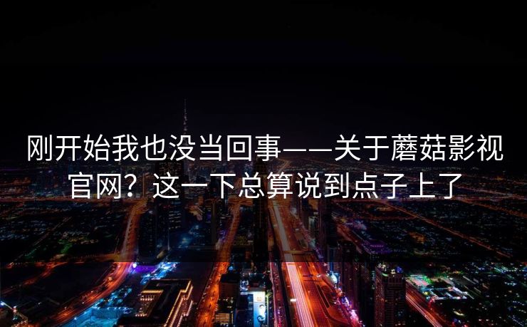 刚开始我也没当回事——关于蘑菇影视官网？这一下总算说到点子上了