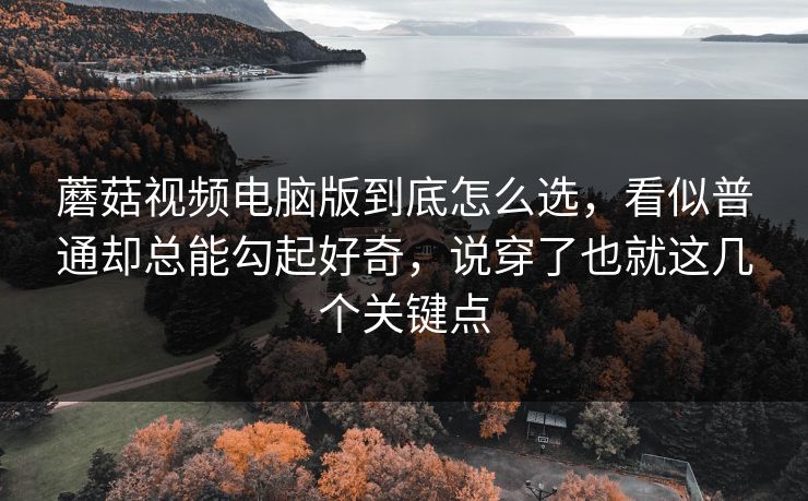 蘑菇视频电脑版到底怎么选,看似普通却总能勾起好奇,说穿了也就这几个关键点 蘑菇视频电脑版到底怎么选,看似普通却总能勾起好奇,说穿了也就这几个关键点